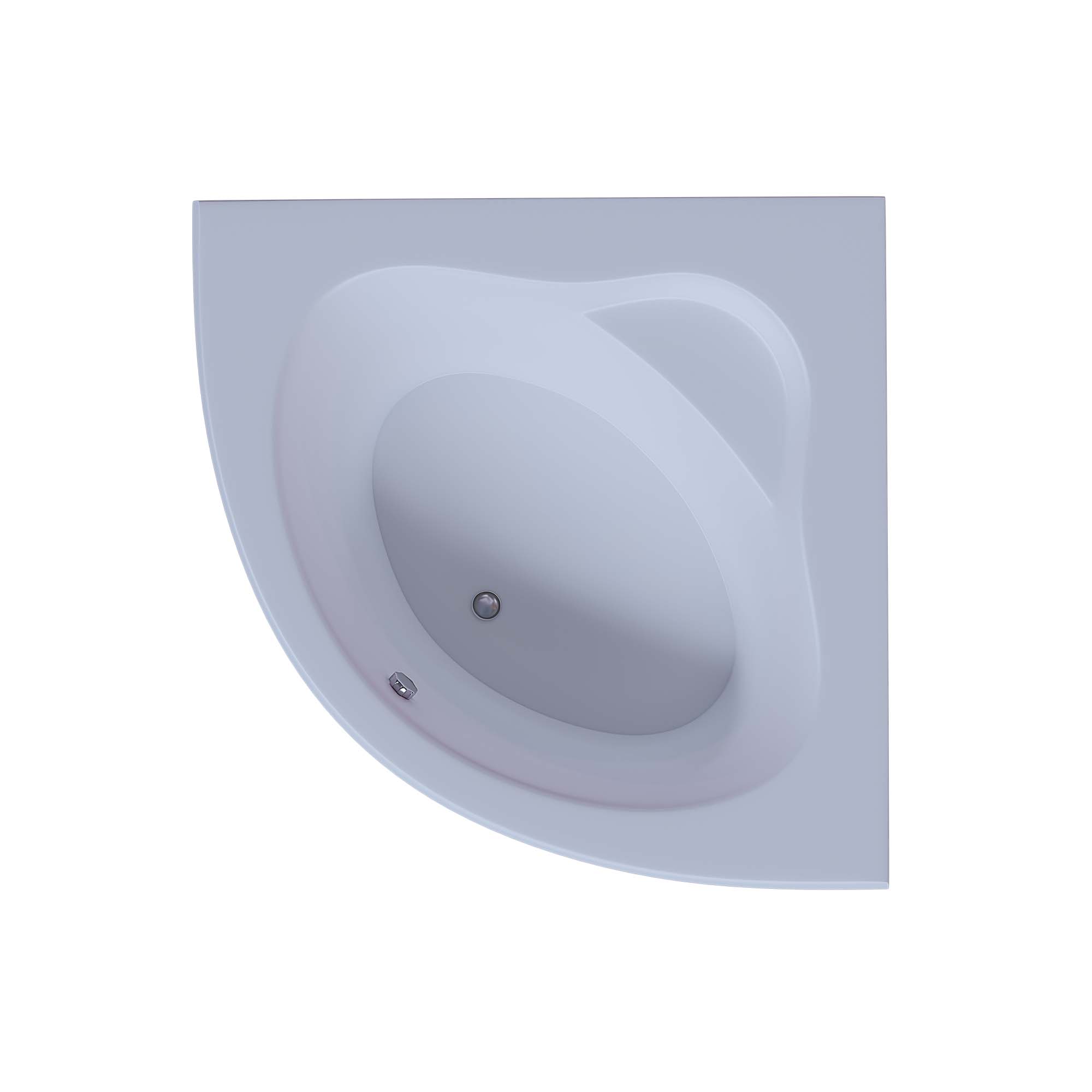 Акриловая угловая ванна Aquatek Калипсо 146х146 с фронтальным экраном, без гидромассажа, вклеенный цельносварной металлический каркас
