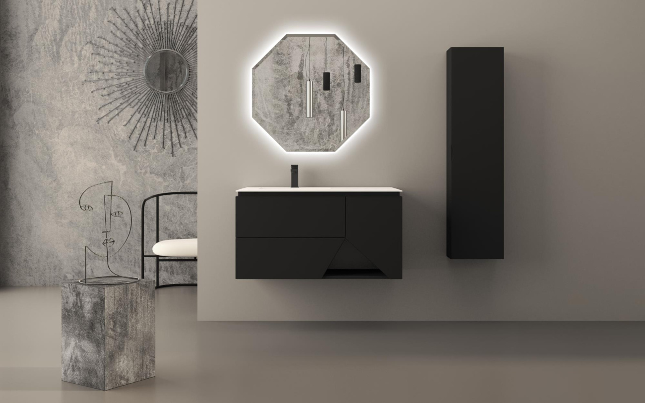 Тумба с раковиной подвесная CEZARES Collection 1973 105 Nero Grafite