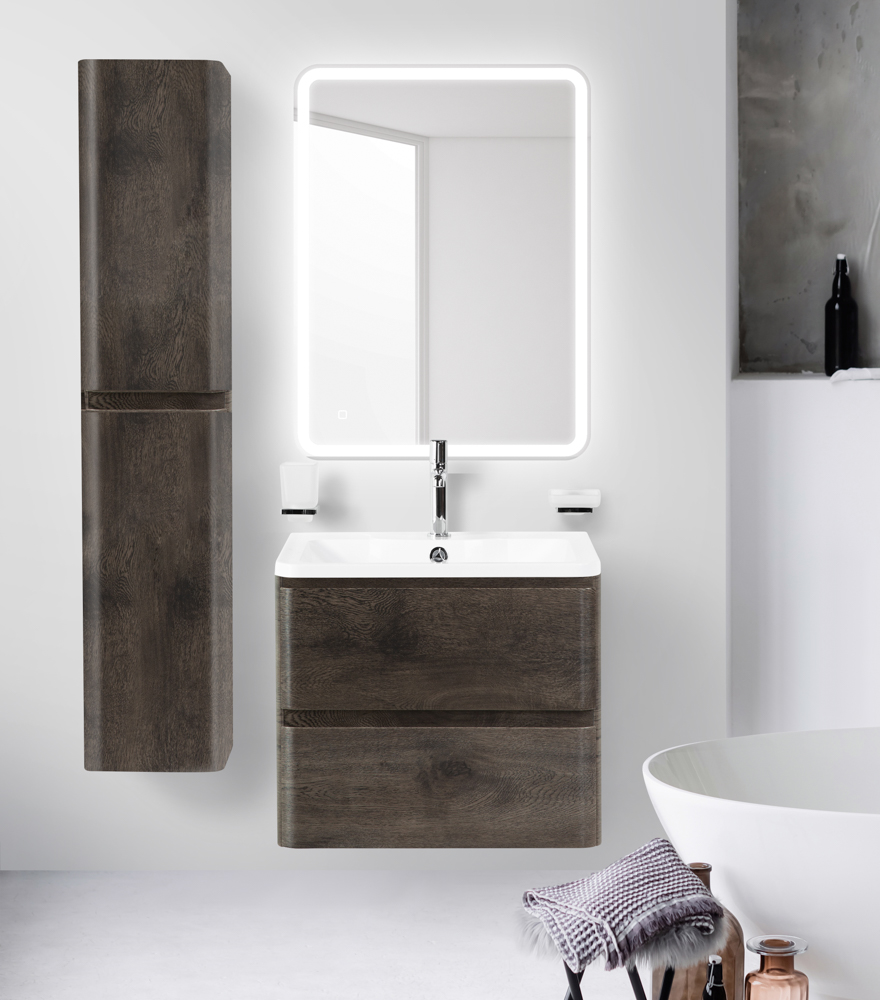 Тумба с раковиной подвесная BelBagno ALBANO 60 Rovere Nature Grigio, раковина белая