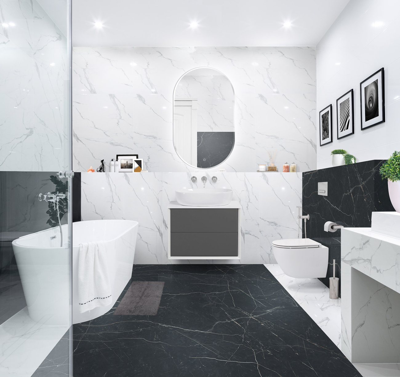 Тумба со столешницей подвесная CEZARES BELLAGIO 70 Grigio nuvola