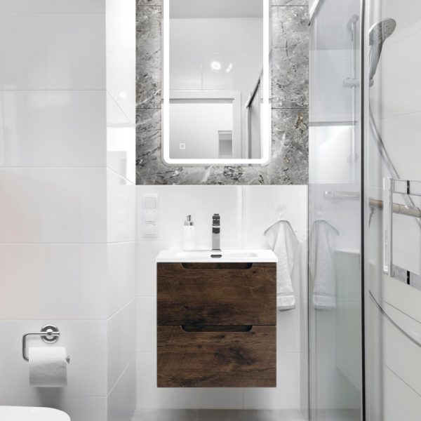 BelBagno - Тумба с раковиной подвесная  ETNA 50 Rovere Moro, раковина белая