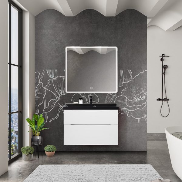 BelBagno - Тумба с раковиной подвесная  MARINO-H60 80 Bianco Lucido, раковина черная