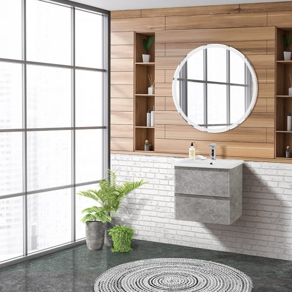 BelBagno - Тумба с раковиной подвесная  ALBANO-CER 50 Cemento Verona Grigio, раковина белая