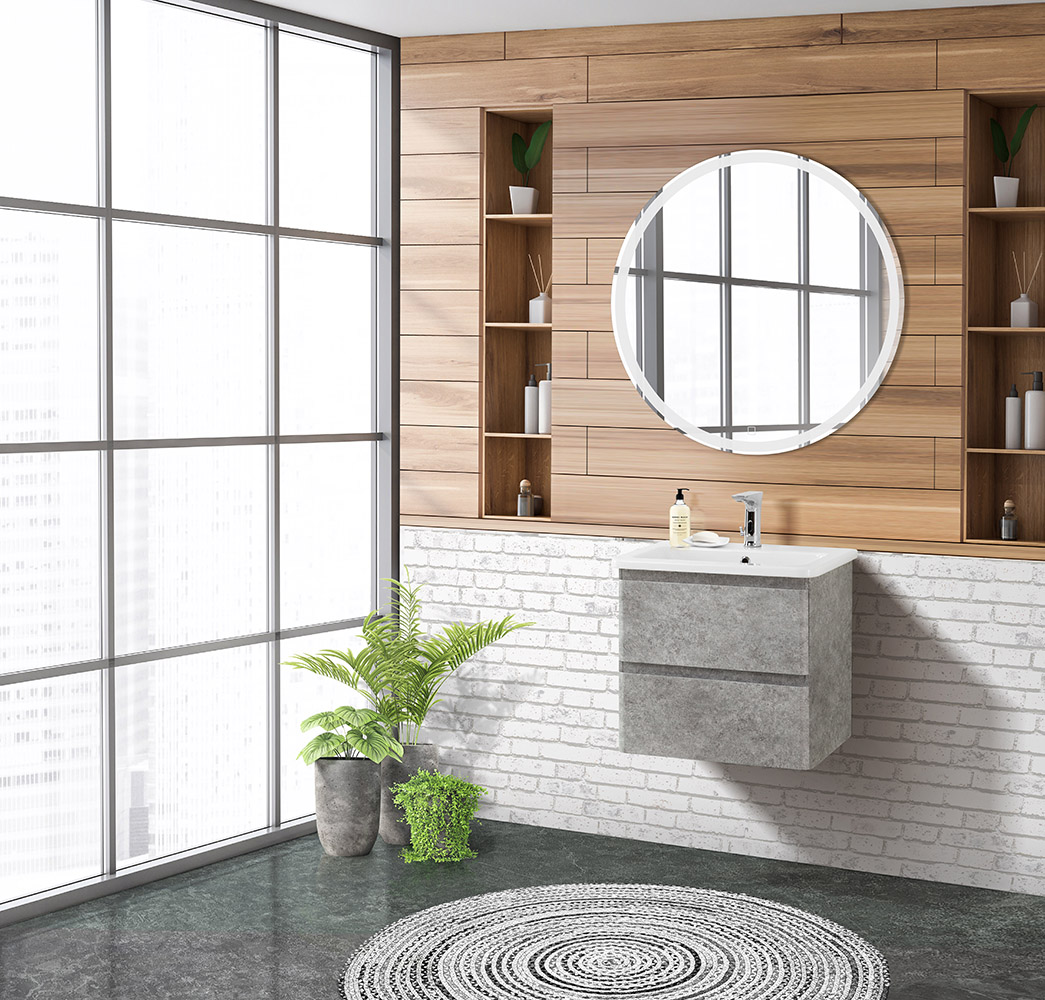 Тумба с раковиной подвесная BelBagno ALBANO-CER 50 Cemento Verona Grigio, раковина белая