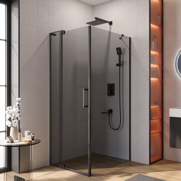 CEZARES - Душевой уголок  SLIDER-AH-1-100-70/80-GRIGIO-NERO