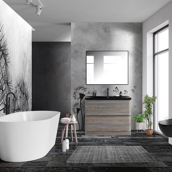 BelBagno - Тумба с раковиной напольная  ALBANO 100 Pino Scania, раковина чёрная