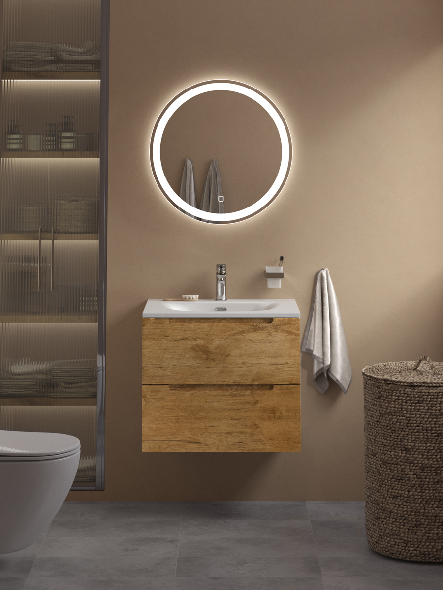 Тумба с раковиной подвесная BelBagno ETNA 39 60 Rovere Nature, раковина белая BB-8099-3-60