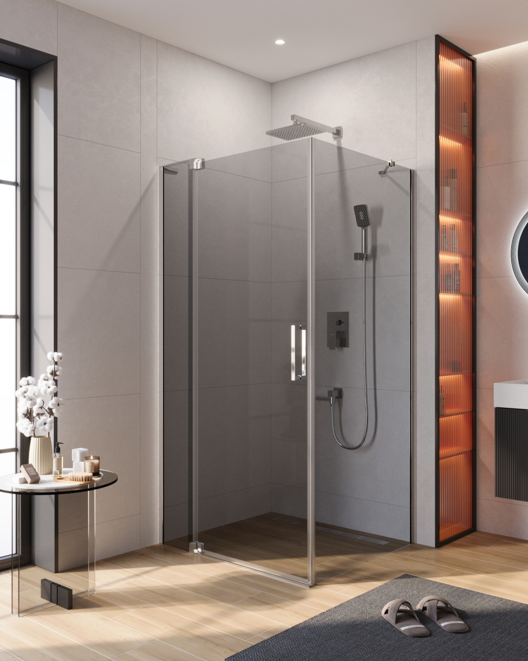 Душевой уголок CEZARES SLIDER-AH-1-90-90/100-GRIGIO-Cr