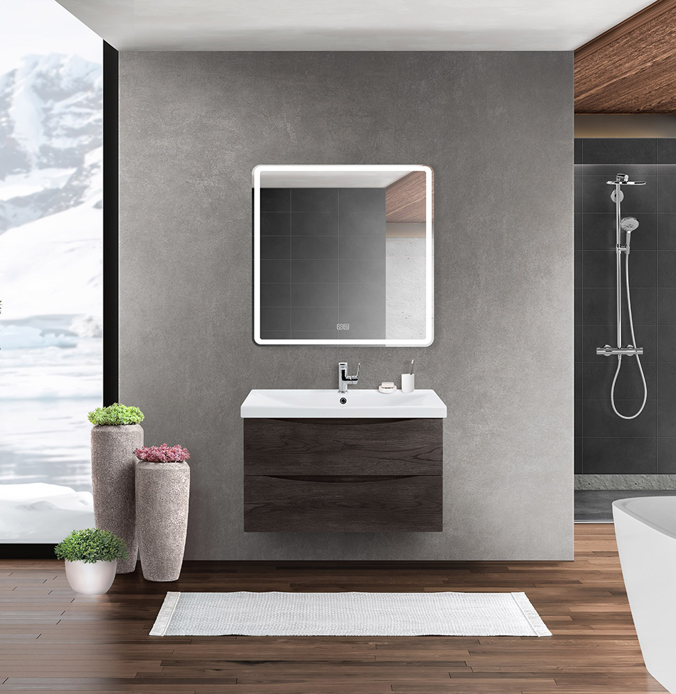 Тумба с раковиной подвесная BelBagno MARINO-CER 70 Rovere Nature Grigio, раковина белая