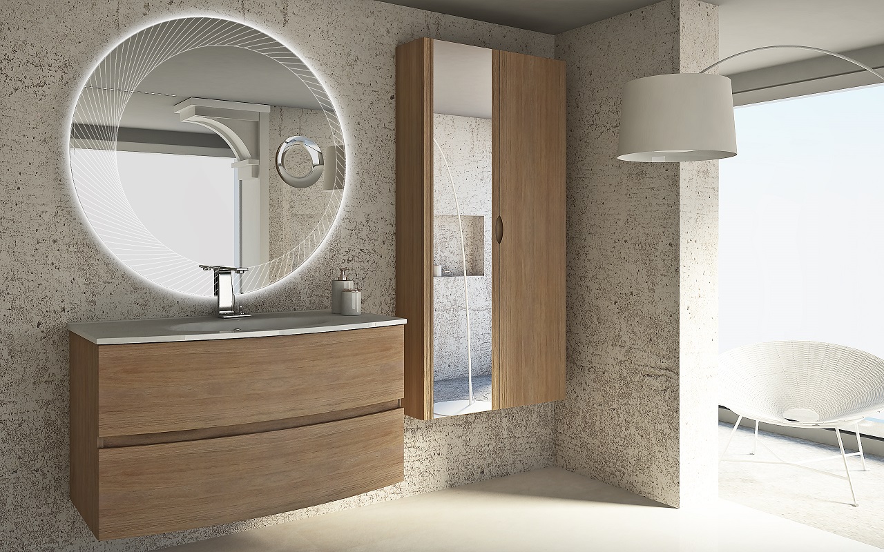 Тумба с раковиной подвесная CEZARES DALILA 100 Rovere Tabacco