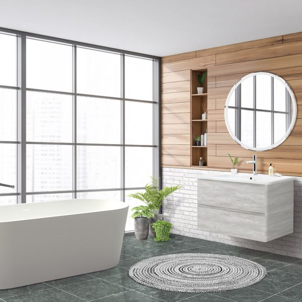 BelBagno - Тумба с раковиной подвесная  ALBANO-CER 80 Rovere Vintage Bianco, раковина белая