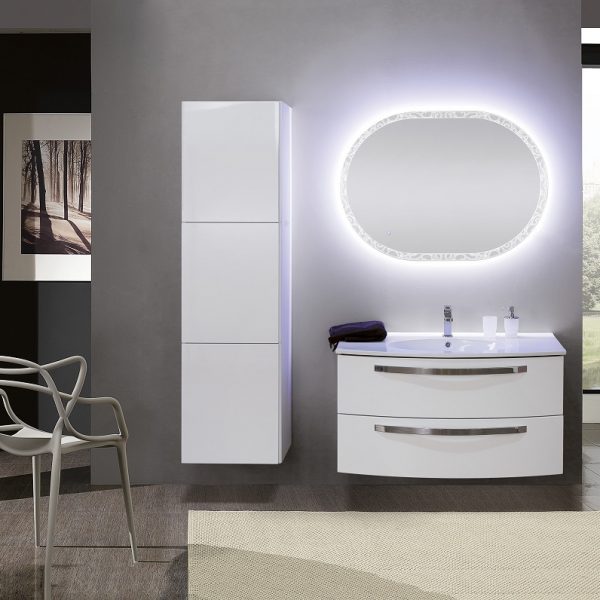 CEZARES - Тумба с раковиной подвесная  COMFORT 100 Bianco lucido, раковина белая