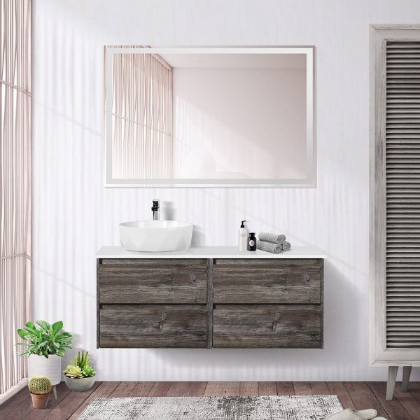 BelBagno - Тумба со столешницей и накладной раковиной подвесная  KRAFT 120 Pino Pasadena, раковина слева