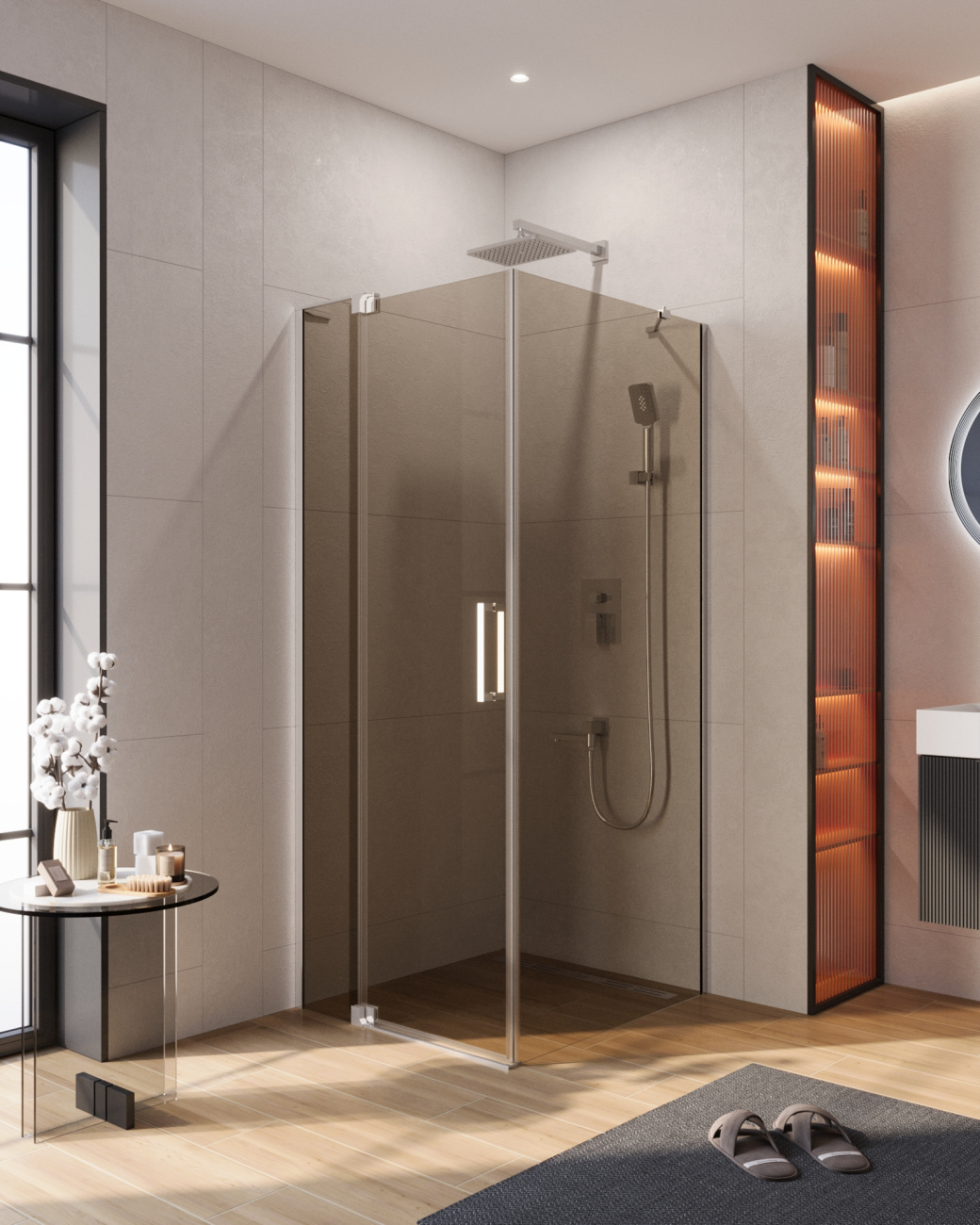 Душевой уголок CEZARES SLIDER-AH-1-90-80/90-BR-Cr