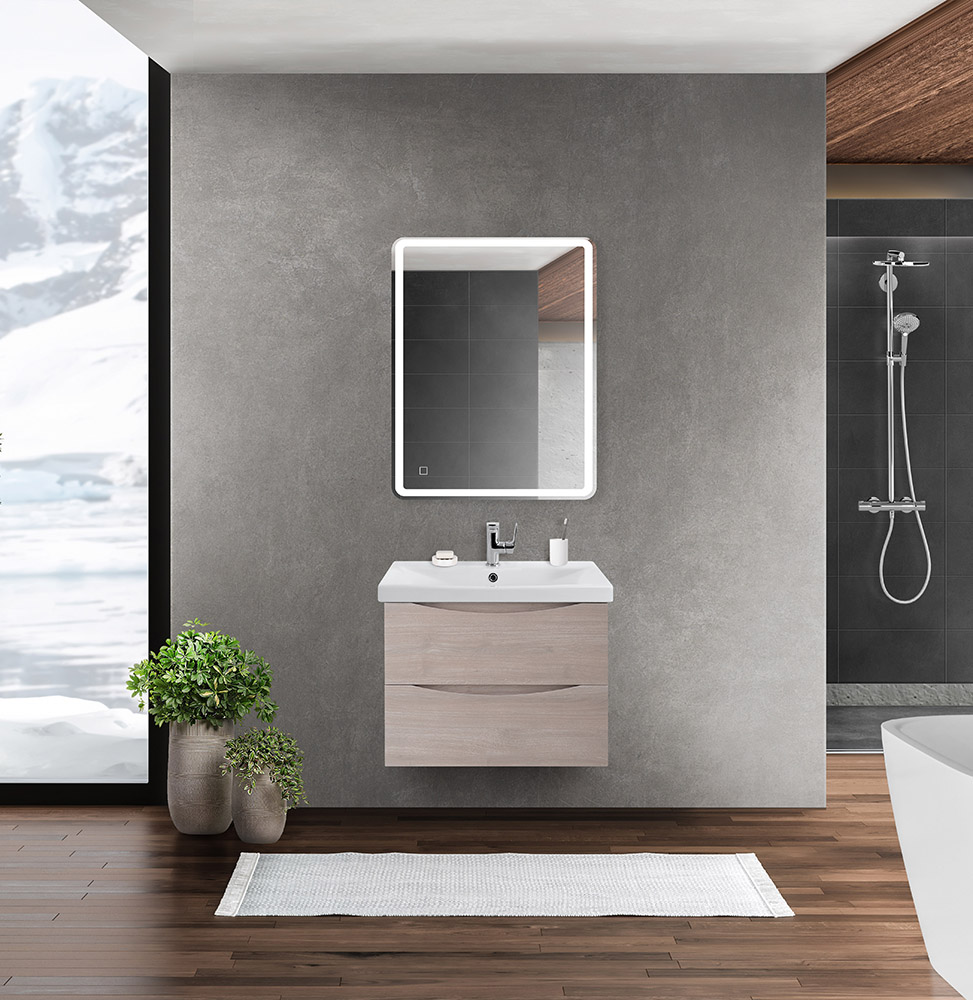 Тумба с раковиной подвесная BelBagno MARINO-CER 60 Rovere Grigio, раковина белая