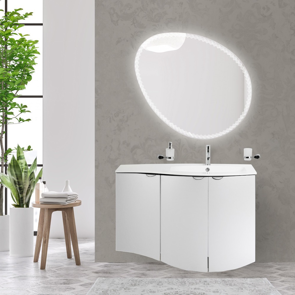 Тумба с раковиной подвесная CEZARES RIALTO 104 Bianco Opaco, правосторонняя