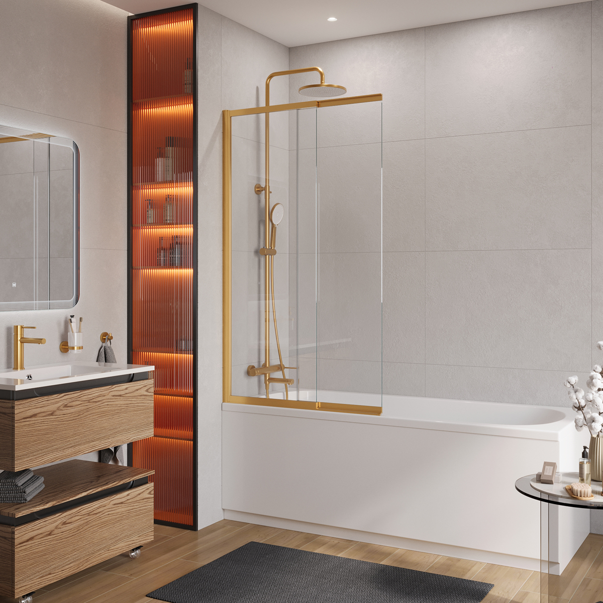 Душевая шторка на ванну с фиксированным креплением одной створки CEZARES SLIDER-FIX-VF-11-90/150-C-BORO