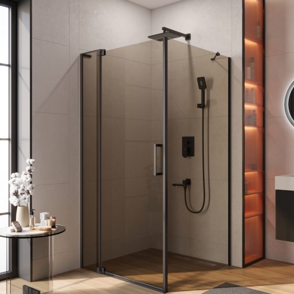 CEZARES - Душевой уголок  SLIDER-AH-1-100-90/100-BR-NERO