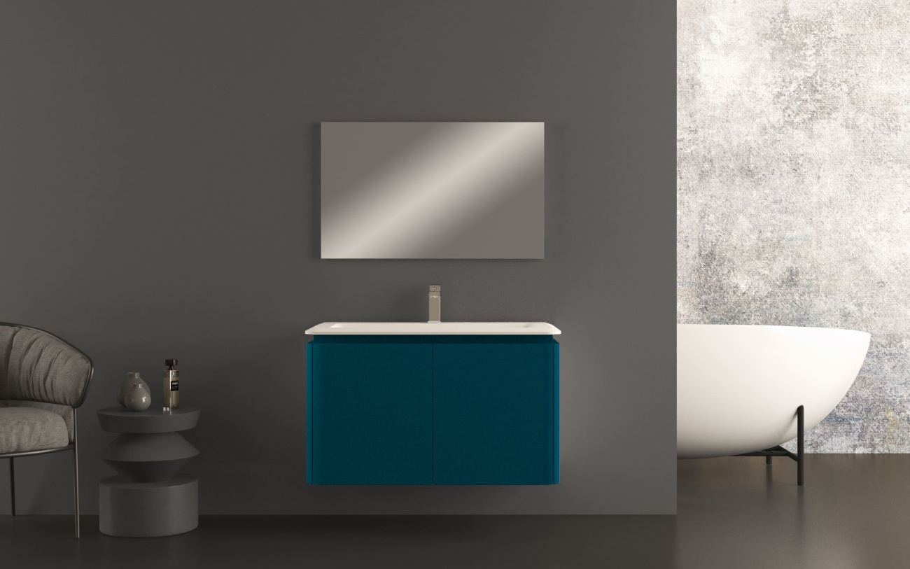 Тумба с раковиной подвесная CEZARES STYLUS 94 Blu Petrolio