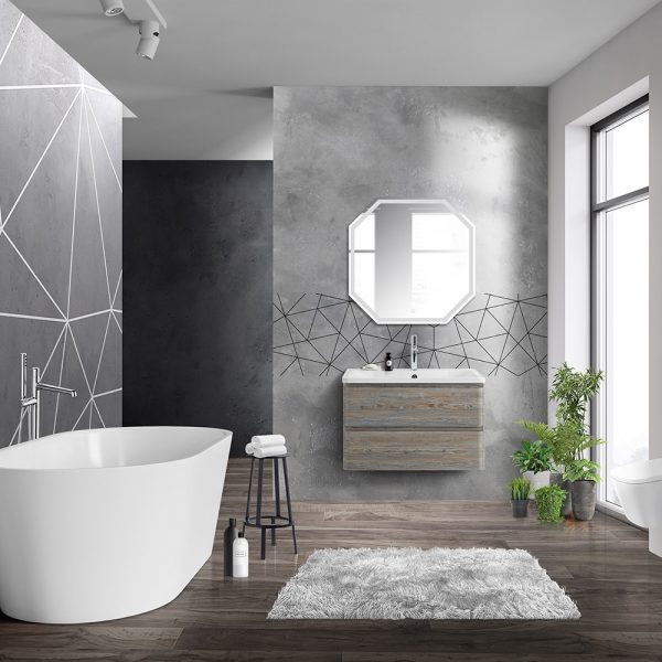 BelBagno - Тумба с раковиной подвесная  ALBANO 80 Pino Scania, раковина белая