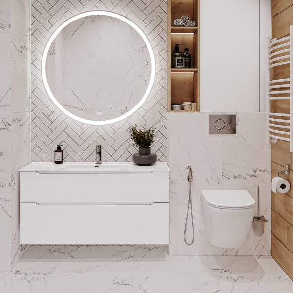 BelBagno - Тумба с раковиной подвесная  ETNA-H60 120 Bianco Lucido, раковина белая