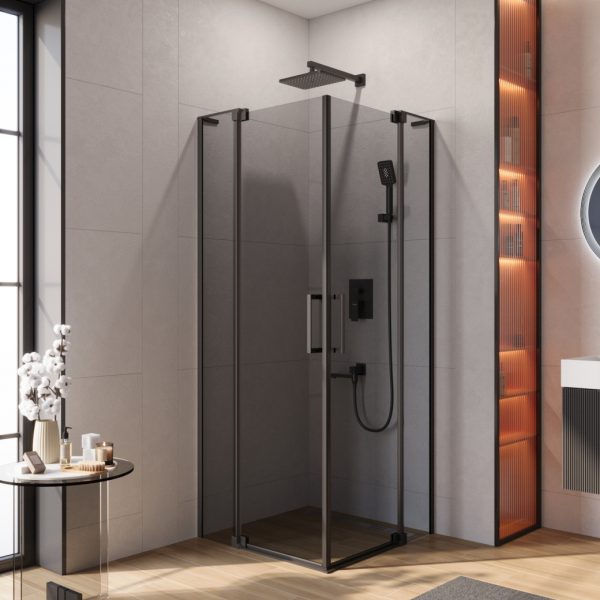 CEZARES - Душевой уголок  SLIDER-A-2-70/80-GRIGIO-NERO