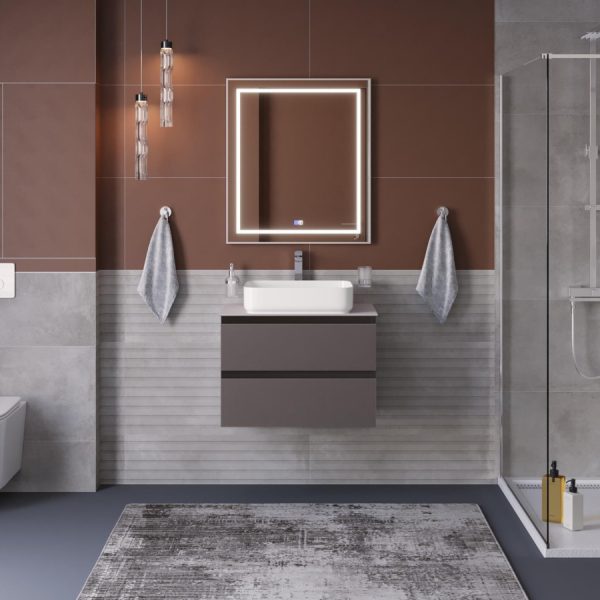 BelBagno - Тумба со столешницей подвесная  KRAFT 70 Темно-Серый Матовый, столешница KEP-70-BO