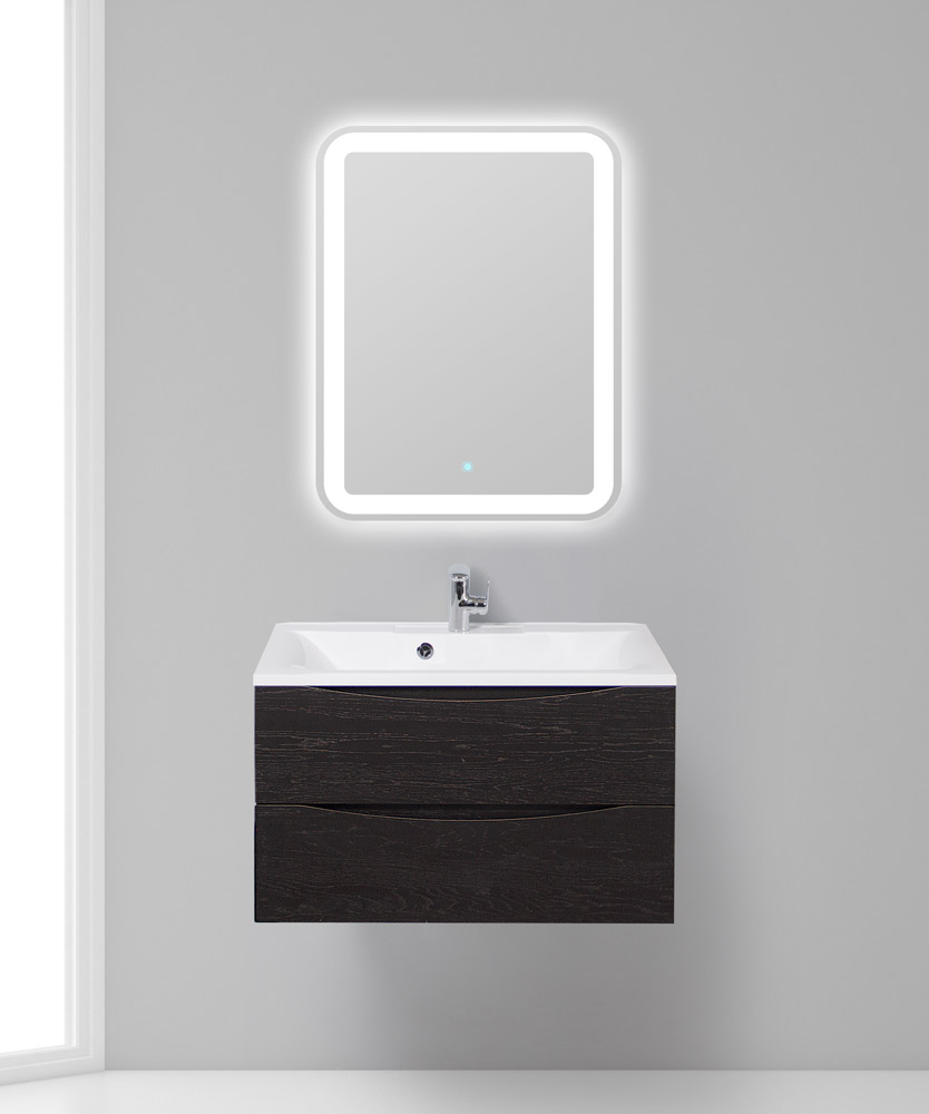 Тумба с раковиной подвесная BelBagno MARINO 80 Rovere Cioccolato Amaro, раковина белая