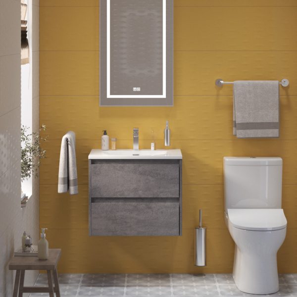 BelBagno - Тумба с раковиной подвесная  KRAFT 39 70 Cemento Grigio, раковина белая BB-8099-3-70