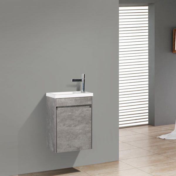 BelBagno - Тумба с раковиной подвесная с дверкой  PIETRA MINI 46-R Stucco Cemento, раковина белая