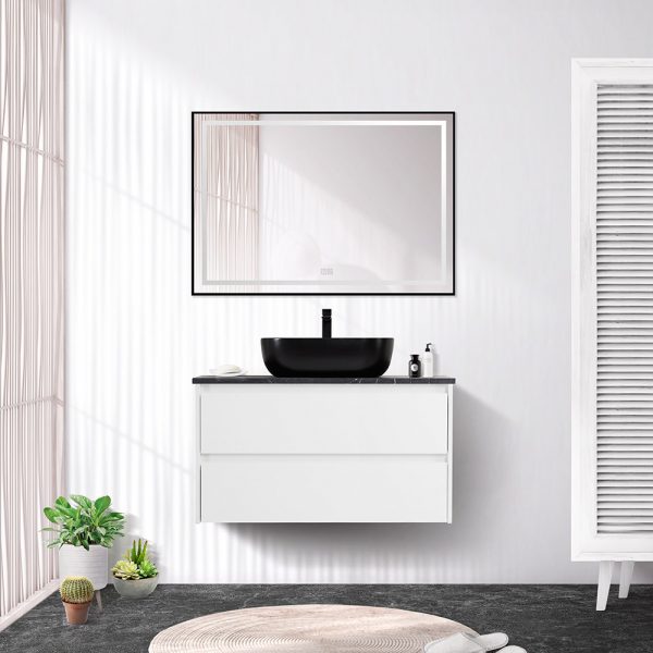 BelBagno - Тумба со столешницей и накладной раковиной подвесная  KRAFT 90 Bianco Opaco