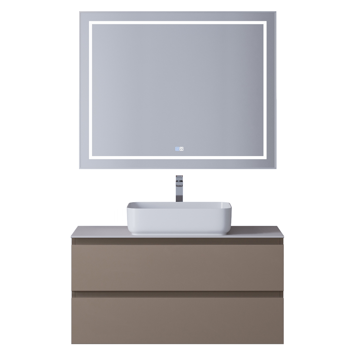 Тумба со столешницей подвесная BelBagno KRAFT 100 Бежевый матовый, столешница KEP-100-BO