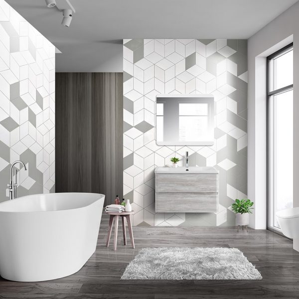 BelBagno - Тумба с раковиной подвесная  ALBANO 80 Rovere Vintage Bianco, раковина белая