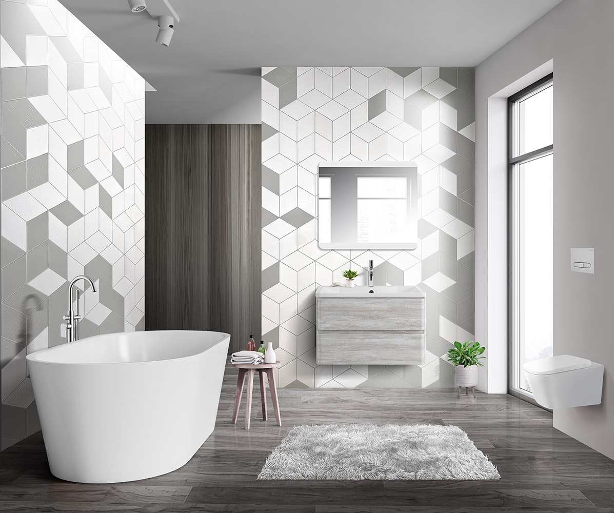 Тумба с раковиной подвесная BelBagno ALBANO 80 Rovere Vintage Bianco, раковина белая