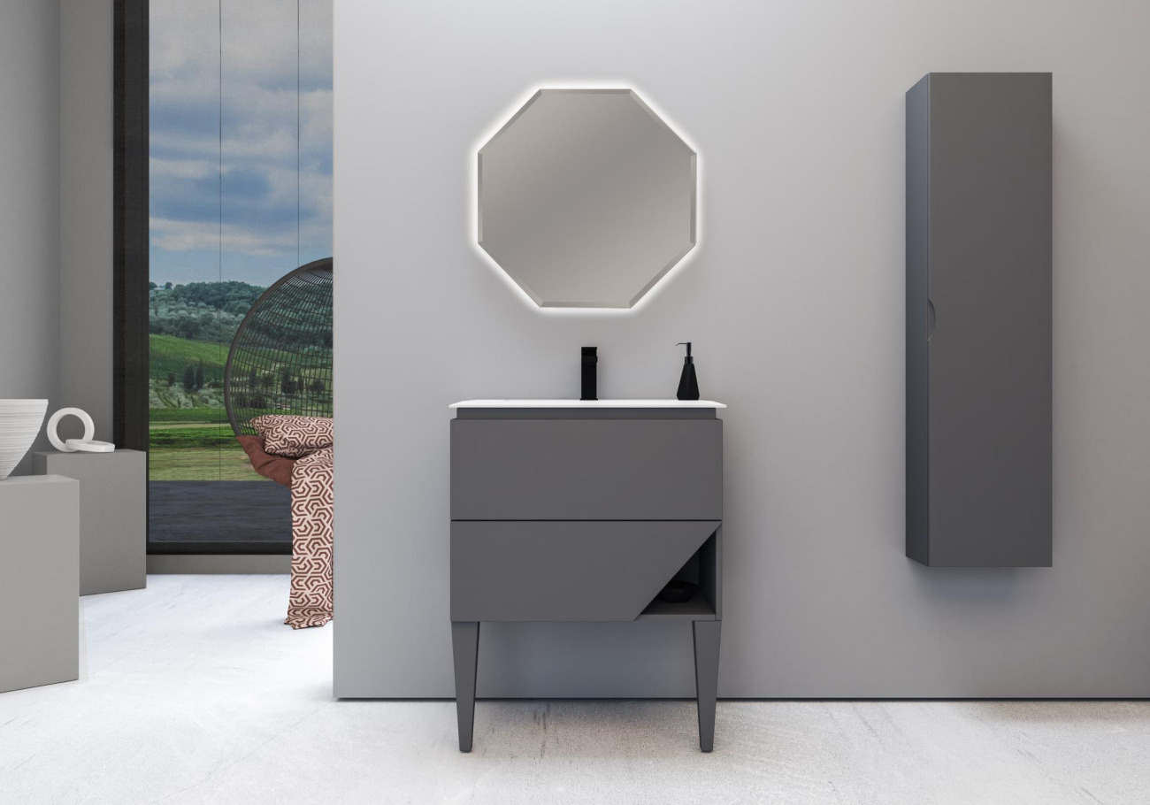 Тумба с раковиной подвесная CEZARES Collection 1973 70 Grigio Nuvola