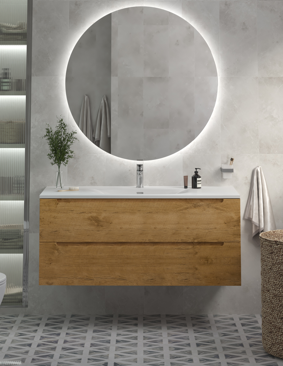 Тумба с раковиной подвесная BelBagno ETNA 120 Rovere Nature, раковина белая BB-8099-120