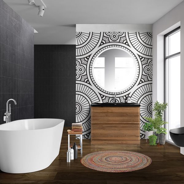 BelBagno - Тумба с раковиной напольная  ALBANO 100 Rovere Rustico, раковина чёрная