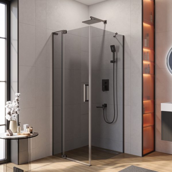 CEZARES - Душевой уголок  SLIDER-AH-1-80-80/90-GRIGIO-GM