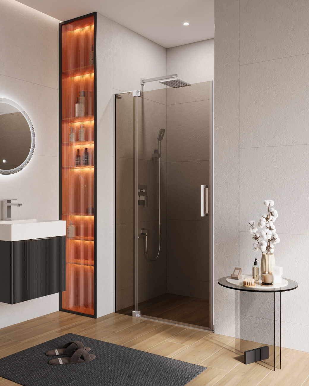 Душевая дверь в нишу CEZARES SLIDER-B-1-70/80-BR-Cr