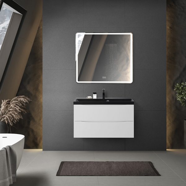 BelBagno - Тумба с раковиной подвесная  MARINO 80 Bianco Opaco, раковина чёрная