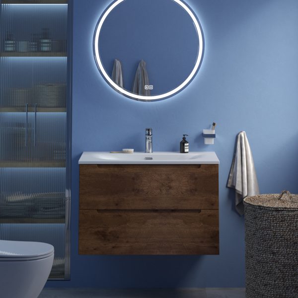 BelBagno - Тумба с раковиной подвесная  ETNA 90 Rovere Moro, раковина белая BB-8099-90