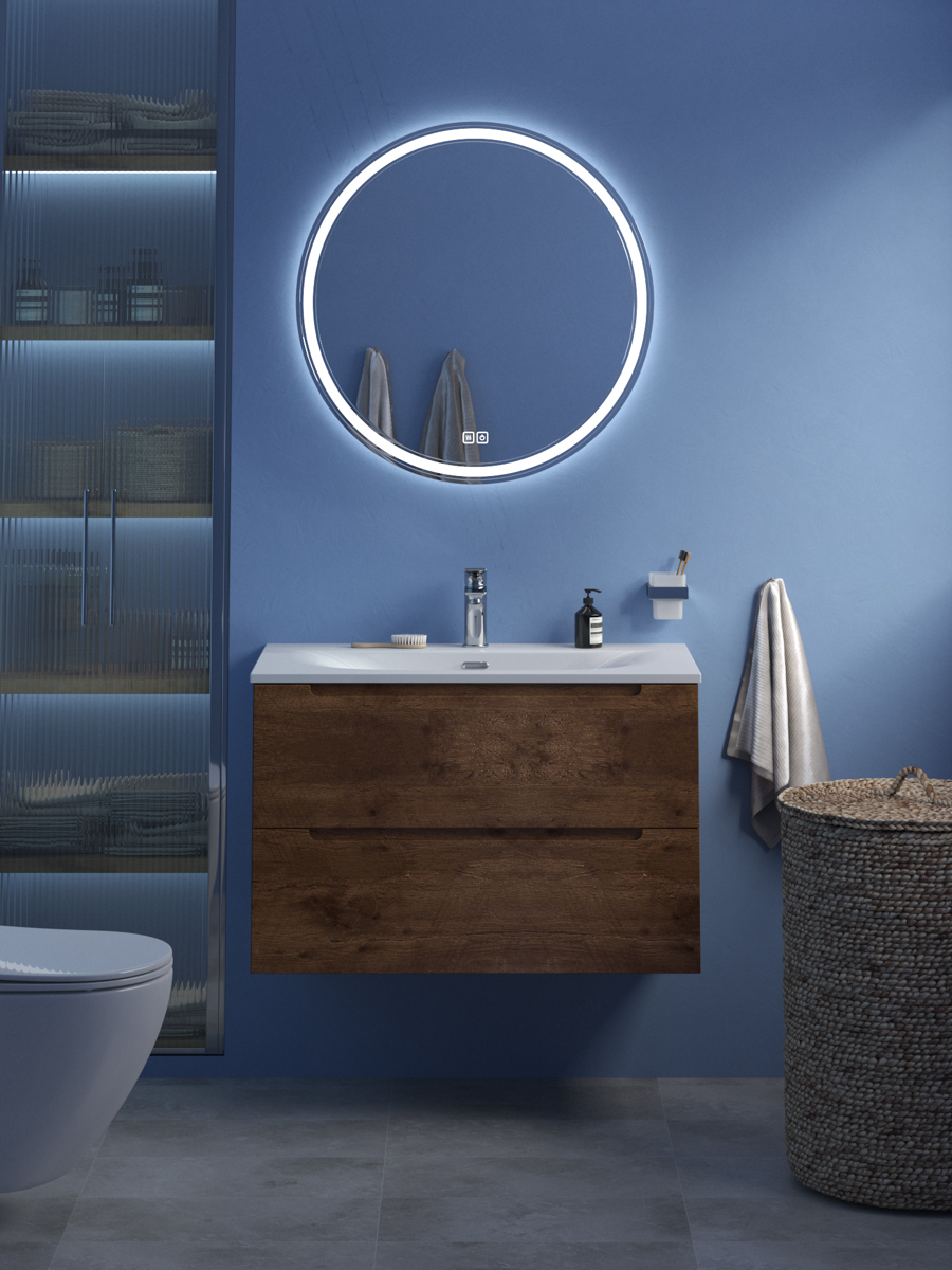 Тумба с раковиной подвесная BelBagno ETNA 90 Rovere Moro, раковина белая BB-8099-90