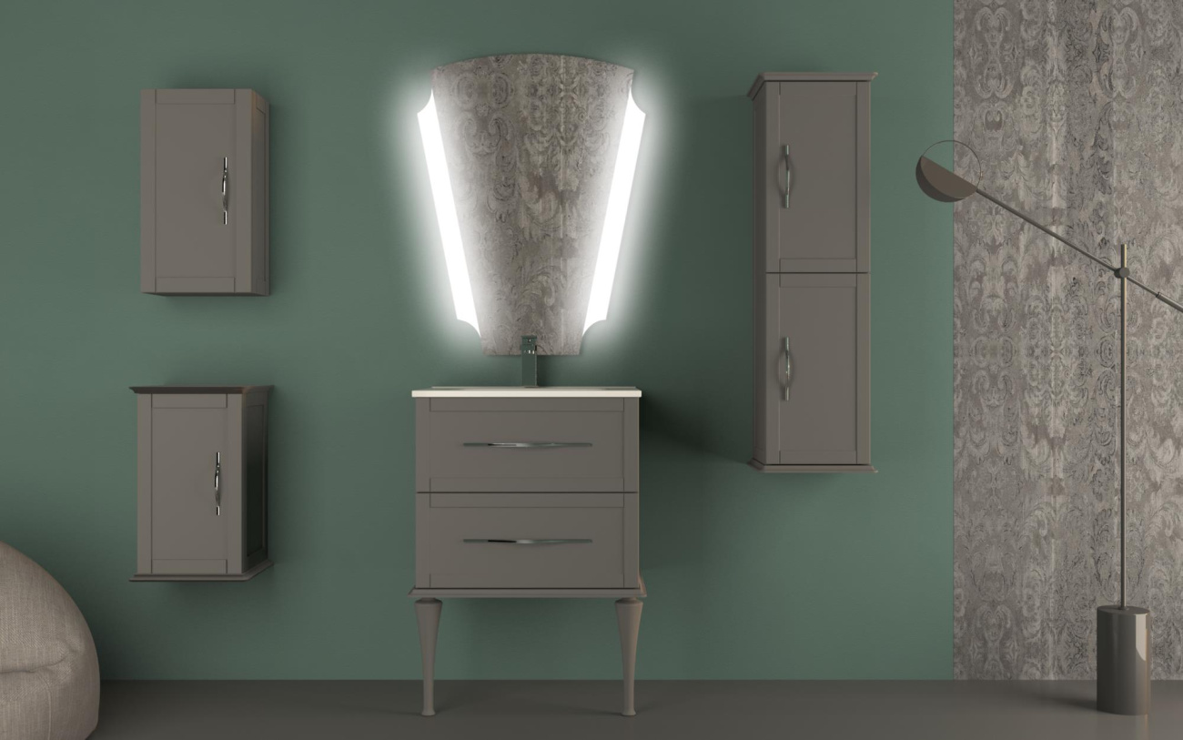 Тумба с раковиной подвесная CEZARES TIFFANY 60 Grigio Nuvola, раковина белая