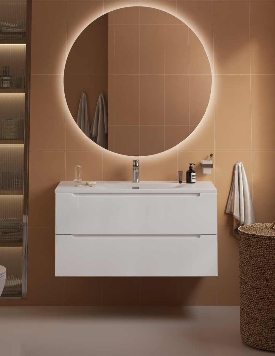 Тумба с раковиной подвесная BelBagno ETNA 100 Bianco Opaco, раковина белая BB-8099-100