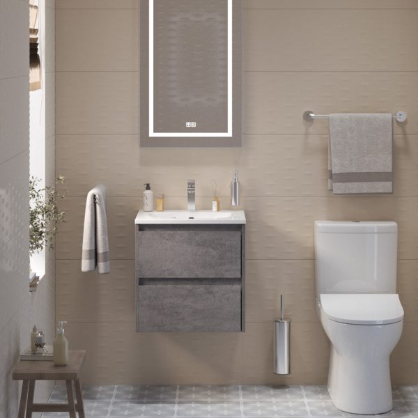 BelBagno - Тумба с раковиной подвесная  KRAFT 39 50 Cemento Grigio, раковина белая BB-8099-3-50