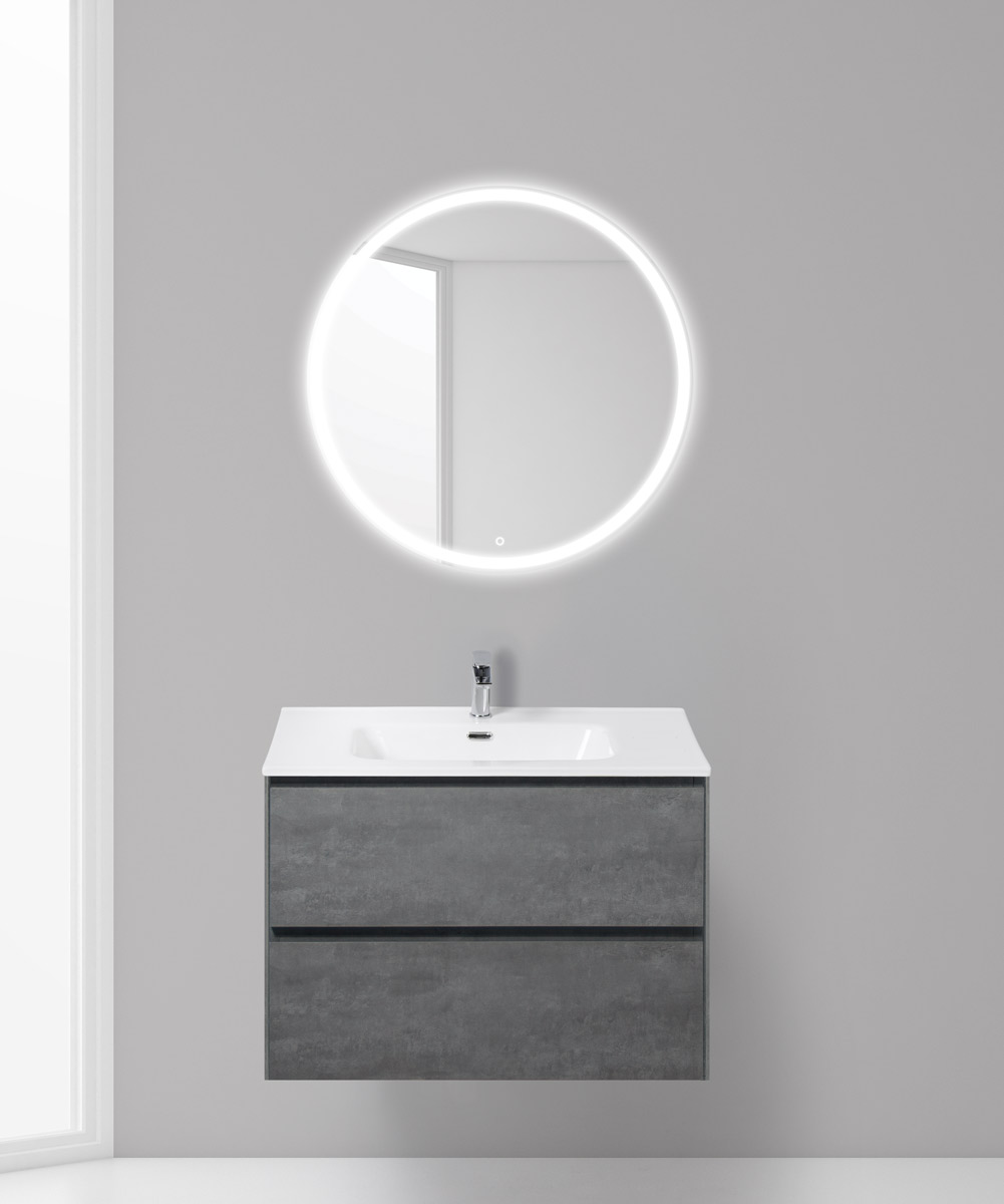 Тумба с раковиной подвесная BelBagno PIETRA 80 Stucco Cemento, раковина белая