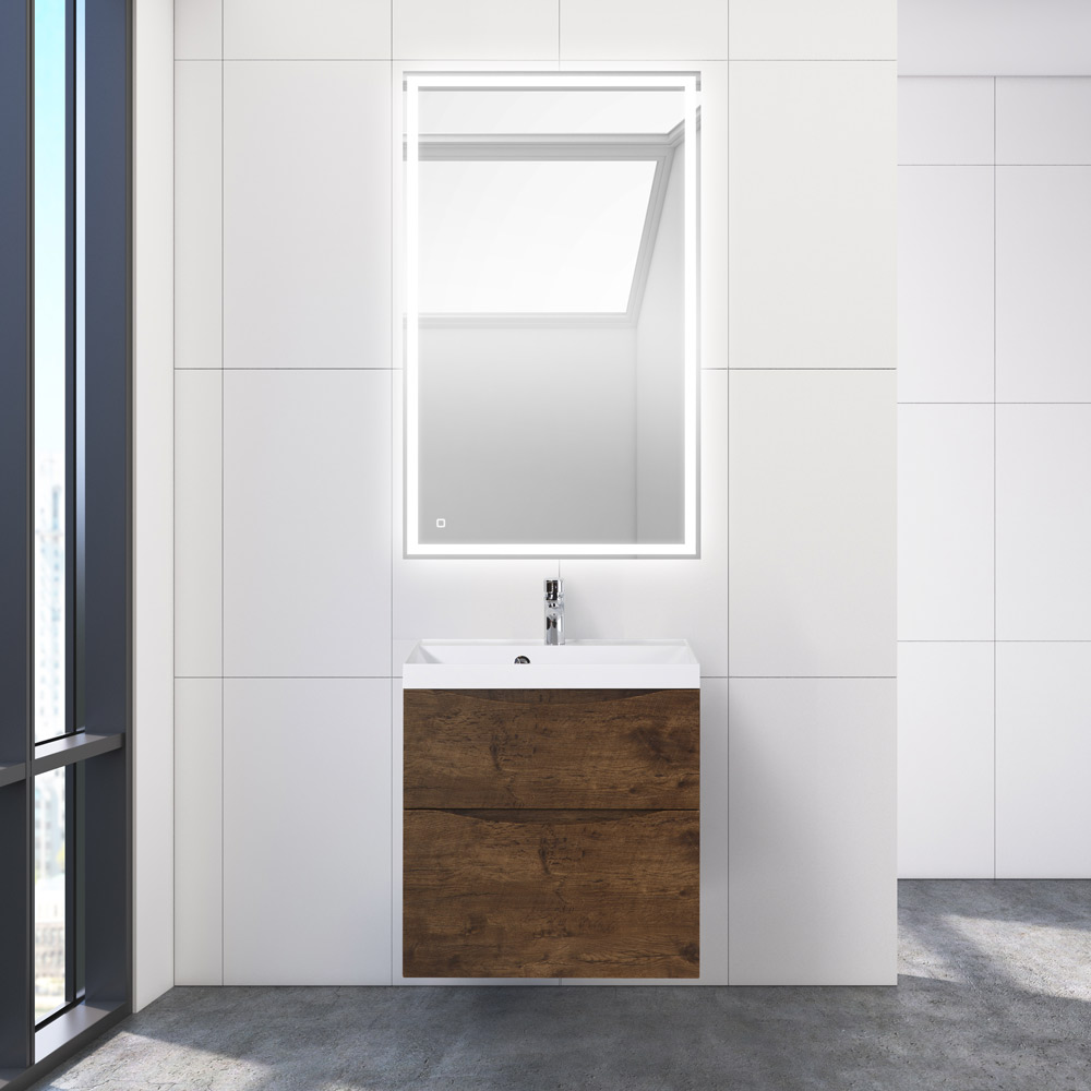 Тумба с раковиной подвесная BelBagno MARINO-H60 60 Rovere Moro, раковина белая