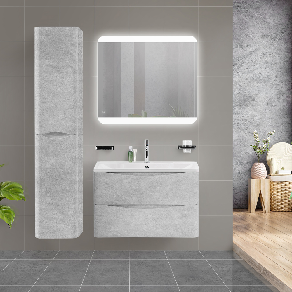 Тумба с раковиной подвесная BelBagno ACQUA 80 Cemento Verona Grigio, раковина белая
