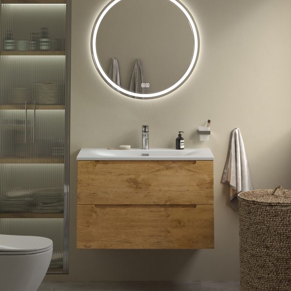 BelBagno - Тумба с раковиной подвесная  ETNA 80 Rovere Nature, раковина белая BB-8099-80