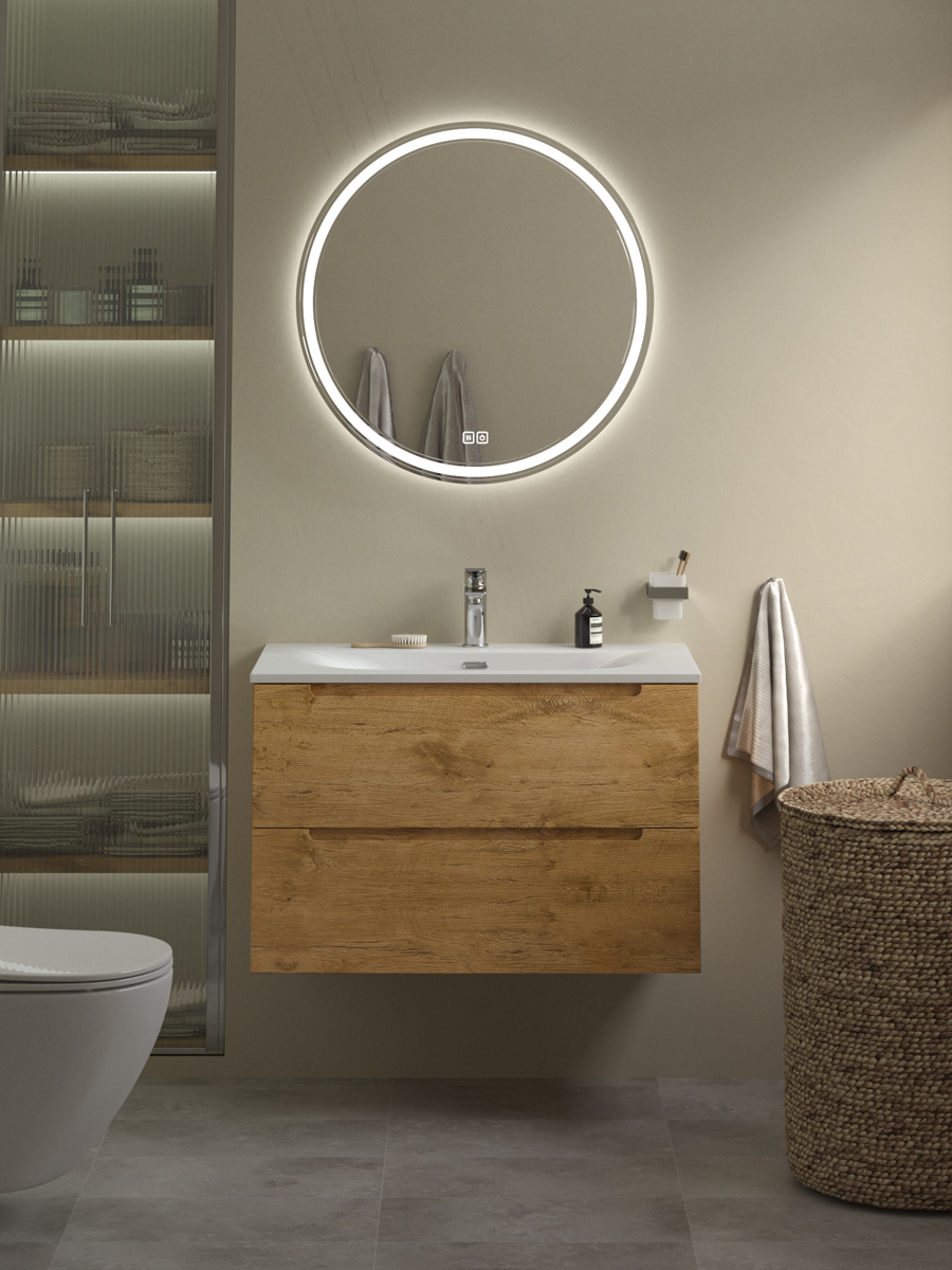 Тумба с раковиной подвесная BelBagno ETNA 80 Rovere Nature, раковина белая BB-8099-80